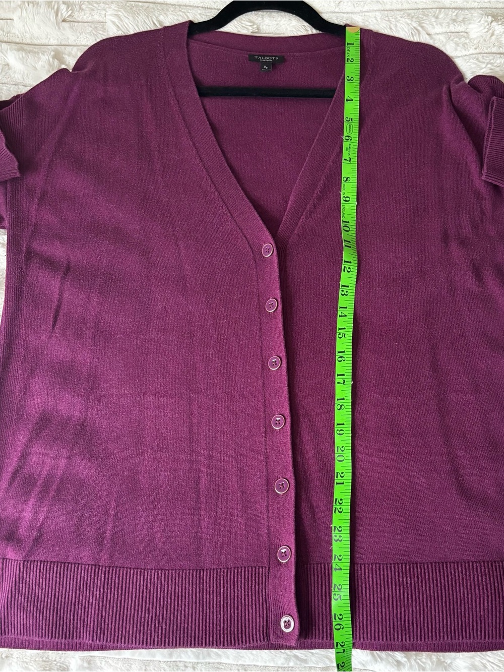 Talbots Modern Girlfriend V-Neck Cardigan Plum Size XP - Picture 7 of 7